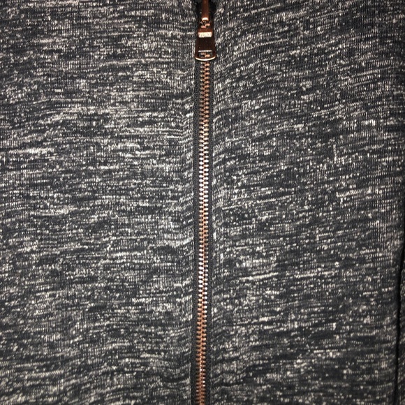 NWOT Lou & Grey Black and Gray Bomber Jacket with Textured Knit - Picture 3 of 5